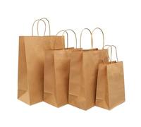 Bolsa Regalo 10/25/50pcs Kraft Paper Bag With Handles Packing Bags For Store Clothes Wedding Christmas Supplies Handbags(Brown,10PCS_15X8X21CM)