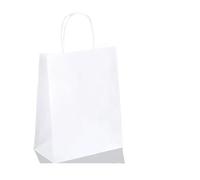 Bolsa Regalo 10/30/50pcs Holiday Party Bag With Handle Jewelry Shopping Bag Christmas Marriage Colored Paper Bag(White,50PCS)