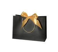 Bolsa Regalo 10Pcs Bow Ribbon Paper Bag Multi Color Portable Clothing Handle Bag Convenient Reusable Present Wrap Bag(Black,32 * 25 * 11cm)