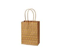 Bolsa Regalo 10Pcs Dot Kraft Paper Bags With Handles Birthday Wedding Christmas Party Decoration Packaging(Borwn gold dot,21x15x8cm)