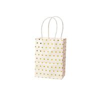 Bolsa Regalo 10Pcs Dot Kraft Paper Bags With Handles Birthday Wedding Christmas Party Decoration Packaging(Gold dot,15x11x6cm)