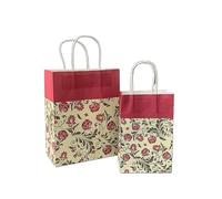Bolsa Regalo 10pcs Foral Fruit Paper Bag With Handle Multifunction Christams Birthday Party Favor Decoration Packing Bags(Color17,27x21x11cm)