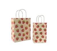 Bolsa Regalo 10pcs Foral Fruit Paper Bag With Handle Multifunction Christams Birthday Party Favor Decoration Packing Bags(Color3,21x13x8cm)