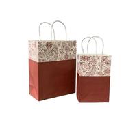 Bolsa Regalo 10pcs Foral Fruit Paper Bag With Handle Multifunction Christams Birthday Party Favor Decoration Packing Bags(Color18,27x21x11cm)