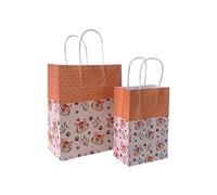 Bolsa Regalo 10pcs Foral Fruit Paper Bag With Handle Multifunction Christams Birthday Party Favor Decoration Packing Bags(Color16,21x13x8cm)
