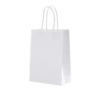 Bolsa Regalo 10Pcs Kraft Bag Paper Bags Reusable Grocery Shopping Bags For Packaging Craft Wedding Business Party Bags(White)