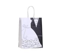 Bolsa Regalo 12/24Pcs Bride And Groom Paper Bag With Handle Wedding Dress Candy Favor Portable Packaging Bag(Color1,24pcs)