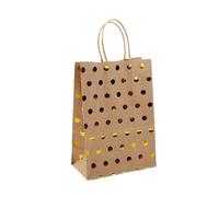 Bolsa Regalo 12/30pcs Foil Dot Gift Tote Bags, Stylish Packaging, For Party, Birthday, Wedding, Daily Use(Brown,12PCS_11X6X15CM)