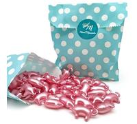 Bolsa regalo 12 Perlas de baño con aroma a Rosas - Con aceite de soja - Hidratante y aromática - Hidrata, suaviza y perfuma la piel - Forma cerdito