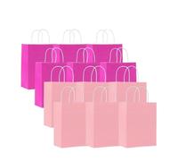 Bolsa Regalo 12pcs Kraft Paper Bag With Handle Solid Color Party Bags Birthday Packaging Beverages Storage(Mixed)