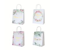 Bolsa Regalo 12PCS Thank You Paper Bags With Handles Floral Design Thank You Bags For Business, Wedding Favors