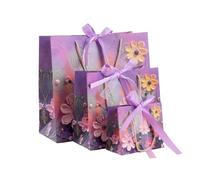 Bolsa Regalo 2pcs Holiday Party Paper Bag With Handle Handbag Teachers' Day Wedding Guest Candy Colored Packaging(Purple1,M 25X22X12cm)