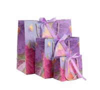 Bolsa Regalo 2pcs Holiday Party Paper Bag With Handle Handbag Teachers' Day Wedding Guest Candy Colored Packaging(Purple,M 25X22X12cm)