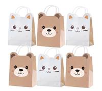 Bolsa Regalo 6/12/24pcs Animals Paper Bags With Handle Candy Cookies Bags For Party Decorations Supplies(Color2,24pcs)