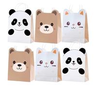 Bolsa Regalo 6/12/24pcs Animals Paper Bags With Handle Candy Cookies Bags For Party Decorations Supplies(Color4,24pcs)