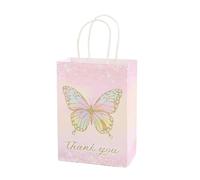 Bolsa Regalo 6/12/24PCS Butterfly Party Bags Paper Bag With Handle Wedding Birthday Party Thank You Paper Bag Supplies(Color1,6pcs)