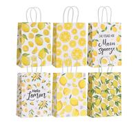 Bolsa Regalo 6pcs Summer Lemon Tote Bag With Handle Kraft Paper Bag Summer Party Favour Birthday Wedding Decor