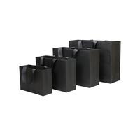 Bolsa Regalo 8pcs Shopping Bags Ribbon Handles Paper Bags For Christmas Wedding Clothes Shoes Box Packaging(Black,38x27cmx12cm)