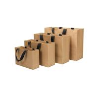 Bolsa Regalo 8pcs Shopping Bags Ribbon Handles Paper Bags For Christmas Wedding Clothes Shoes Box Packaging(Brown,32x22cmx10cm)
