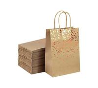 Bolsa Regalo Bronzing Love Kraft Paper Bags With Handles Candy Cookie Snacks Bags Wedding Birthday Party Christmas Decoration(Brown,5PCS)