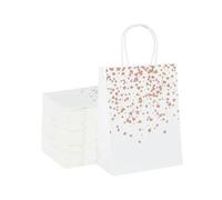 Bolsa Regalo Bronzing Love Kraft Paper Bags With Handles Candy Cookie Snacks Bags Wedding Birthday Party Christmas Decoration(White,5PCS)