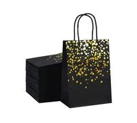 Bolsa Regalo Bronzing Love Kraft Paper Bags With Handles Candy Cookie Snacks Bags Wedding Birthday Party Christmas Decoration(Black,10PCS)