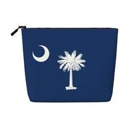 Bolsa resistente al agua con la bandera de Carolina del Sur, organizador para mujer, bolsa de maquillaje de cáñamo falso, estuche de viaje grande