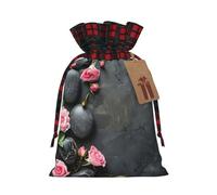 Bolsa resistente con cordón de piedra y rosas de spa de 4.7 x 6.9 pulgadas, bolsa de regalo moderna y práctica para necesidades diarias, 1 unidad