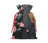 Bolsa resistente con cordón de piedra y rosas de spa de 4.7 x 6.9 pulgadas, bolsa de regalo moderna y práctica para necesidades diarias, 1 unidad