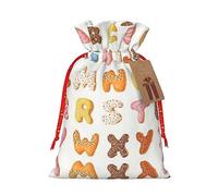 Bolsa resistente con diseño de dona de dibujos animados rosa con cordón, perfecta para regalos, viajes y uso diario con etiquetas de regalo Kraft