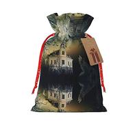 Bolsa resistente de árbol muerto de noche de Halloween con cordón, perfecta para regalos, viajes y uso diario con etiquetas de regalo de papel kraft