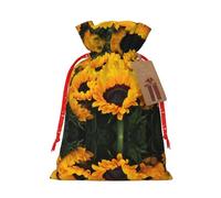 Bolsa resistente de campo de girasol amarillo con cordón, perfecta para regalos, viajes y uso diario con etiquetas de regalo Kraft