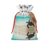 Bolsa resistente de tortuga marina con cordón, perfecta para regalos, viajes y uso diario con etiquetas de regalo Kraft