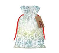 Bolsa reutilizable con cordón con estampado de algas marinas verdes, perfecta para cumpleaños, aniversarios y fiestas