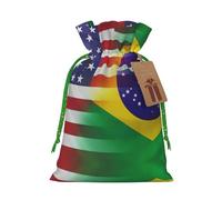 Bolsa reutilizable con cordón con estampado de banderas estadounidenses y brasileñas, perfecta para cumpleaños, aniversarios y fiestas