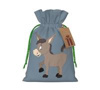 Bolsa reutilizable con cordón con estampado de burro de dibujos animados, perfecta para cumpleaños, aniversarios y fiestas