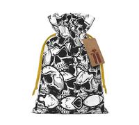 Bolsa reutilizable con cordón con estampado de calaveras, perfecta para cumpleaños, aniversarios y fiestas