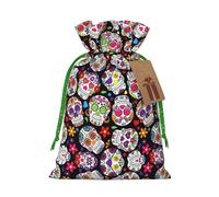 Bolsa reutilizable con cordón con estampado de calaveras, perfecta para cumpleaños, aniversarios y fiestas