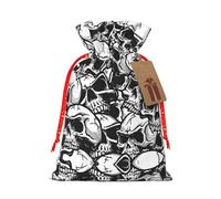 Bolsa reutilizable con cordón con estampado de calaveras, perfecta para cumpleaños, aniversarios y fiestas