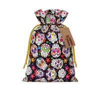 Bolsa reutilizable con cordón con estampado de calaveras, perfecta para cumpleaños, aniversarios y fiestas