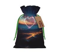 Bolsa reutilizable con cordón con estampado de corazón de estrella fugaz, perfecta para cumpleaños, aniversarios y fiestas