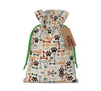 Bolsa reutilizable con cordón con estampado de huellas de huesos, perfecta para cumpleaños, aniversarios y fiestas