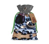 Bolsa reutilizable con cordón con estampado de mermelada de arándanos, perfecta para cumpleaños, aniversarios y fiestas