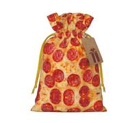 Bolsa reutilizable con cordón con estampado de pizza y pepperoni 3D, perfecta para cumpleaños, aniversarios y fiestas