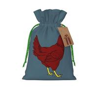 Bolsa reutilizable con cordón con estampado de pollo rojo, perfecta para cumpleaños, aniversarios y fiestas