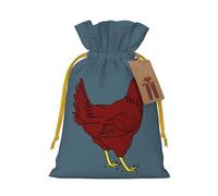 Bolsa reutilizable con cordón con estampado de pollo rojo, perfecta para cumpleaños, aniversarios y fiestas