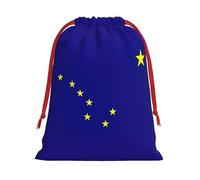 Bolsa reutilizable con cordón para regalo con diseño de bandera del estado de Alaska, decoración de fiestas, almacenamiento diario, celebraciones