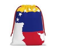 Bolsa reutilizable con cordón para regalo con estampado de bandera de Venezuela, para fiestas, cumpleaños, bodas, uso diario