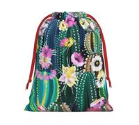 Bolsa reutilizable con cordón para regalo con estampado de cactus florecientes, regalos de fiesta, cumpleaños, bodas, uso diario