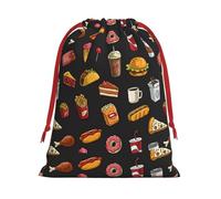 Bolsa reutilizable con cordón para regalo con estampado de hamburguesas y patas de pollo, decoración festiva, recuerdo de fiesta, bolsa de almacenamiento diario